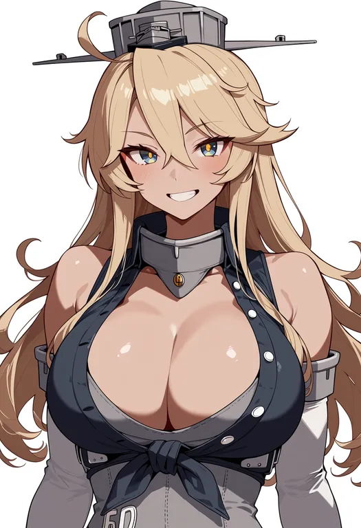 masterpiece, best quality, score_7, safe, iowa (kancolle), solo, upper body, simple background — by k3scat, made with ComfyUI
