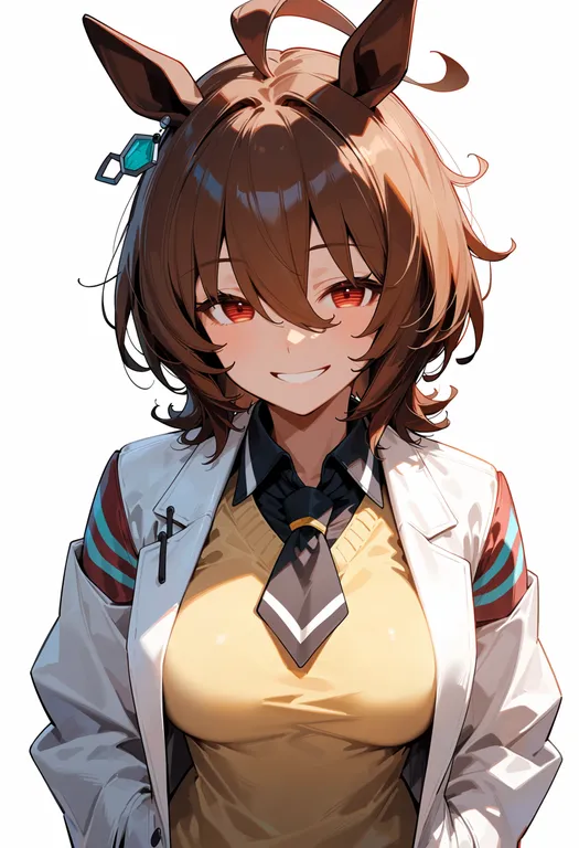 masterpiece, best quality, score_7, safe, agnes tachyon (tach-nology) (umamusume), umamusume, solo, upper body… — by k3scat, made with ComfyUI