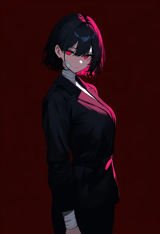 masterpiece, best quality, newest, absurdres, highres, safe, blood_on_bandages, 1girl, solo, simple_background — by k3scat, made with ComfyUI