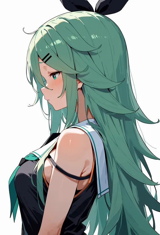 masterpiece, best quality, score_7, safe, yamakaze (kancolle), solo, upper body, simple background — by k3scat, made with ComfyUI