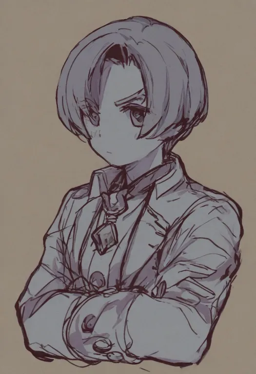 masterpiece, best quality, general, ace attorney, solo, simple background — by k3scat, made with ComfyUI
