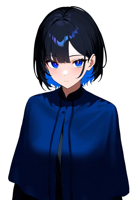masterpiece, best quality, newest, absurdres, highres, safe, blue_capelet, 1girl, solo, simple_background — by k3scat, made with ComfyUI