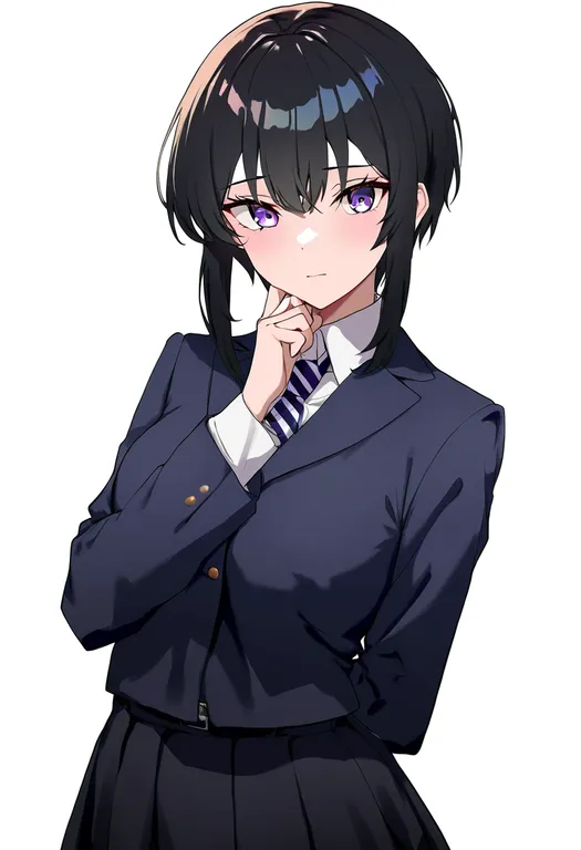 masterpiece, best quality, newest, absurdres, highres, safe, oohashi_high_school_uniform, 1girl, solo, simple_background — by k3scat, made with ComfyUI