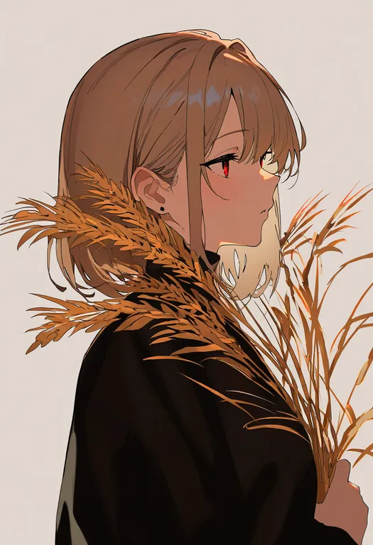 masterpiece, best quality, newest, absurdres, highres, safe, wheat, 1girl, solo, simple_background — by k3scat, made with ComfyUI