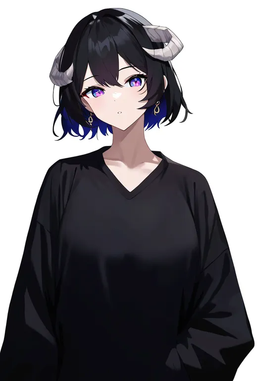 masterpiece, best quality, newest, absurdres, highres, safe, sheep_horns, 1girl, solo, simple_background — by k3scat, made with ComfyUI