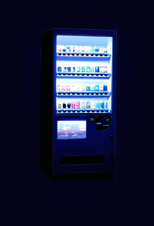 masterpiece, best quality, newest, absurdres, highres, safe, vending_machine, 1girl, solo, simple_background — by k3scat, made with ComfyUI