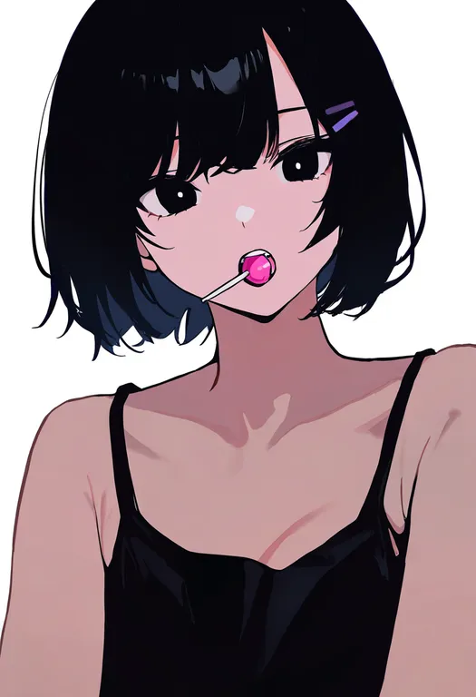 masterpiece, best quality, newest, absurdres, highres, safe, lollipop_in_mouth, 1girl, solo, simple_background — by k3scat, made with ComfyUI