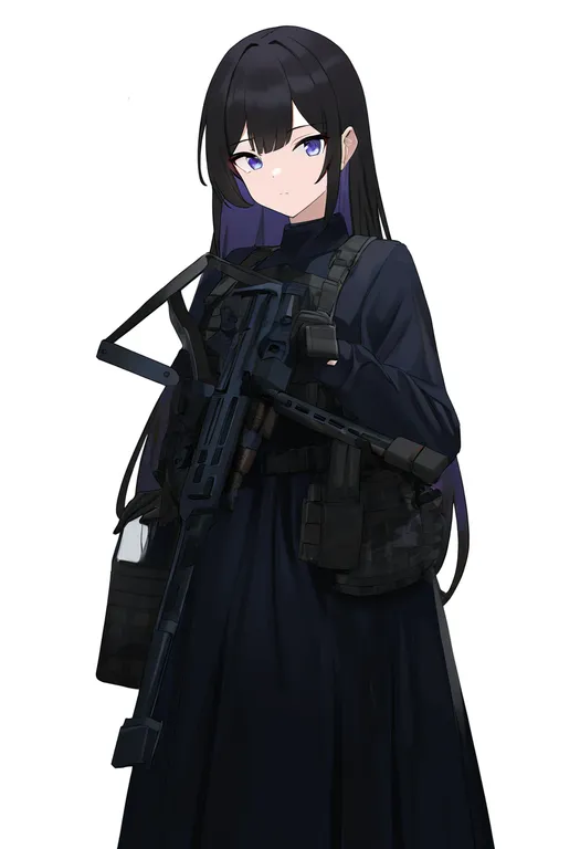 masterpiece, best quality, newest, absurdres, highres, safe, anti-materiel_rifle, 1girl, solo, simple_background — by k3scat, made with ComfyUI