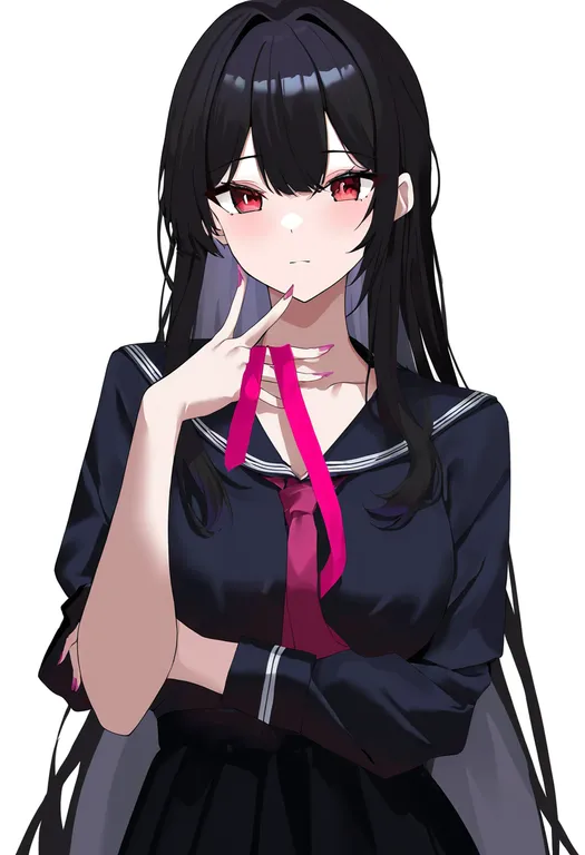 masterpiece, best quality, newest, absurdres, highres, safe, wrist_ribbon, 1girl, solo, simple_background — by k3scat, made with ComfyUI