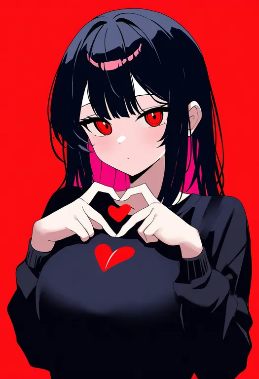 masterpiece, best quality, newest, absurdres, highres, safe, four-finger_heart_hands, 1girl, solo, simple_background — by k3scat, made with ComfyUI