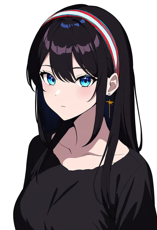masterpiece, best quality, newest, absurdres, highres, safe, two-tone_hairband, 1girl, solo, simple_background — by k3scat, made with ComfyUI