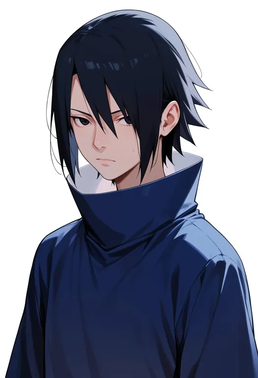 masterpiece, best quality, score_7, safe, uchiha sasuke, solo, upper body, simple background — by k3scat, made with ComfyUI