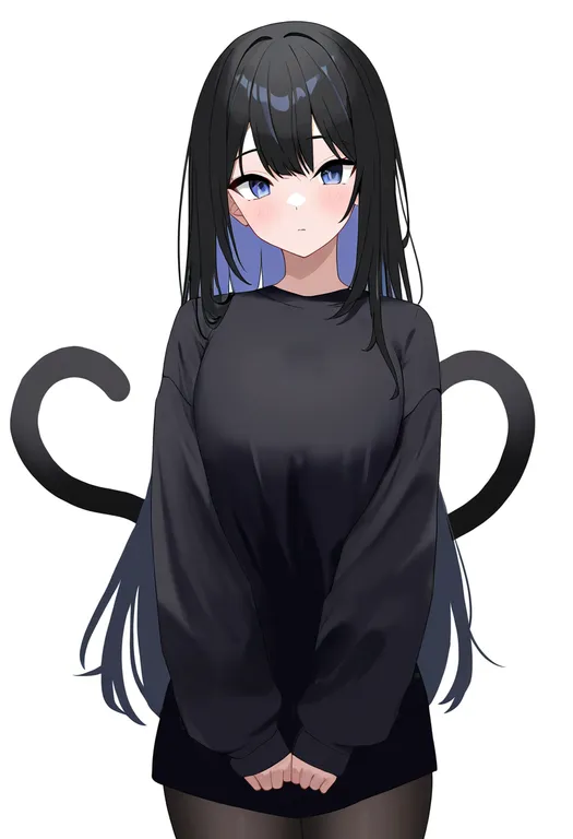 masterpiece, best quality, newest, absurdres, highres, safe, two_tails, 1girl, solo, simple_background — by k3scat, made with ComfyUI