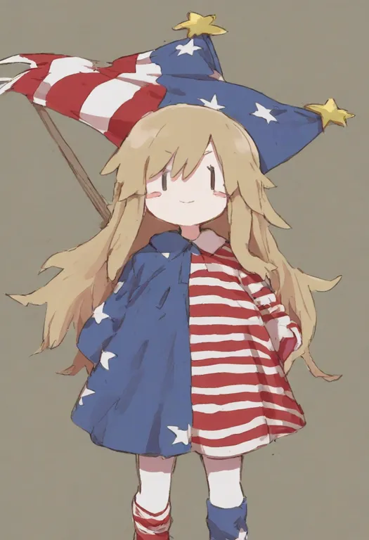 masterpiece, best quality, general, american flag, 1girl, solo, simple background — by k3scat, made with ComfyUI