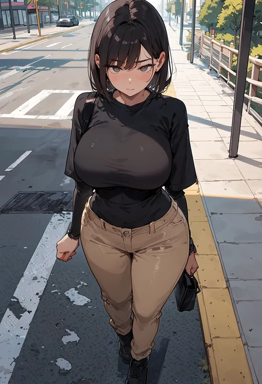 masterpiece, best quality, score_7, safe, road, 1girl, solo — by k3scat, made with ComfyUI