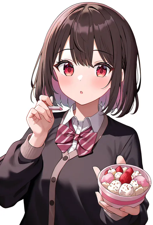 masterpiece, best quality, newest, absurdres, highres, safe, sweets, 1girl, solo, simple_background — by k3scat, made with ComfyUI