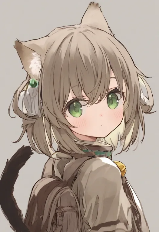 masterpiece, best quality, general, tail raised, 1girl, solo, simple background — by k3scat, made with ComfyUI