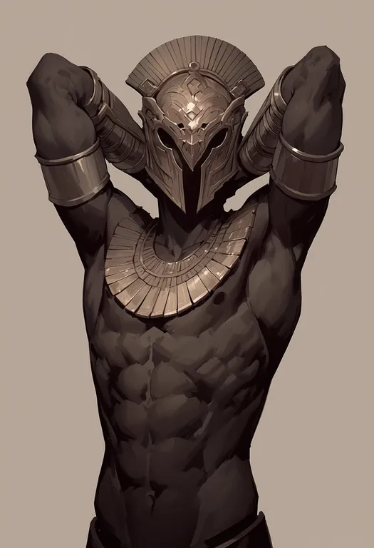 masterpiece, best quality, score_7, safe, hephaestus (mythology), mythology, solo, upper body, simple background — by k3scat, made with ComfyUI