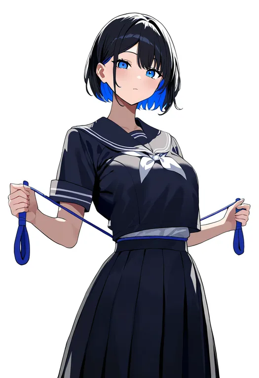 masterpiece, best quality, newest, absurdres, highres, safe, jump_rope, 1girl, solo, simple_background — by k3scat, made with ComfyUI