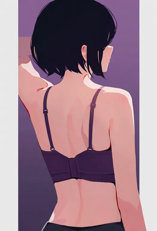 masterpiece, best quality, newest, absurdres, highres, safe, purple_bra, 1girl, solo, simple_background — by k3scat, made with ComfyUI