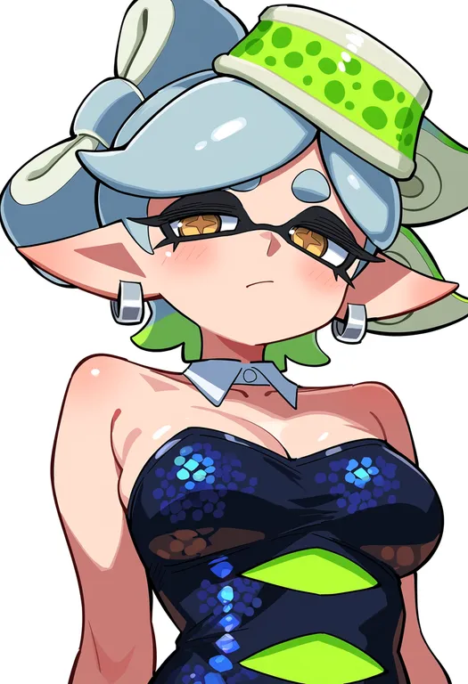 masterpiece, best quality, score_7, safe, marie (squid sisters outfit) (splatoon), solo, upper body, simple background — by k3scat, made with ComfyUI