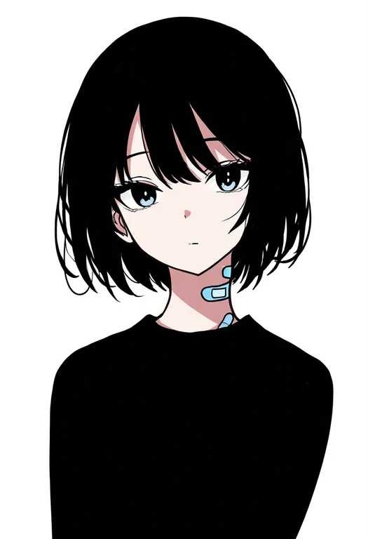 masterpiece, best quality, newest, absurdres, highres, safe, bandaid_on_neck, 1girl, solo, simple_background — by k3scat, made with ComfyUI