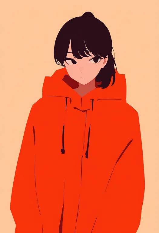 masterpiece, best quality, newest, absurdres, highres, safe, orange_coat, 1girl, solo, simple_background — by k3scat, made with ComfyUI