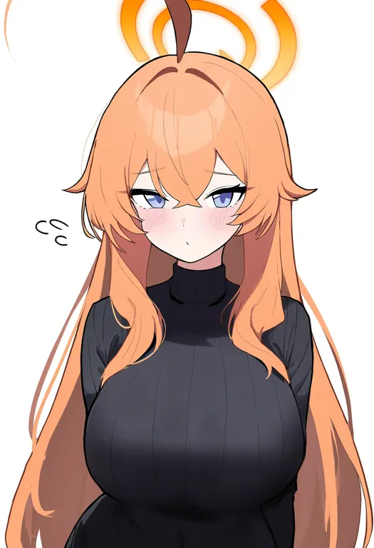 masterpiece, best quality, newest, absurdres, highres, safe, orange_halo, 1girl, solo, simple_background — by k3scat, made with ComfyUI