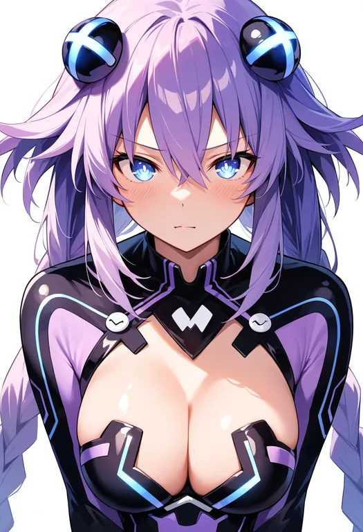 masterpiece, best quality, score_7, safe, purple heart (lost purple) (neptunia), solo, upper body, simple background — by k3scat, made with ComfyUI