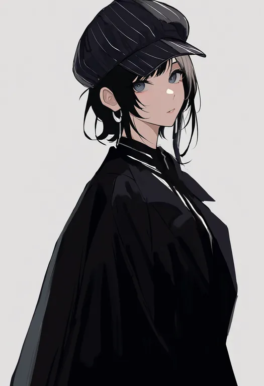 masterpiece, best quality, newest, absurdres, highres, safe, vertical-striped_headwear, 1girl, solo, simple_background — by k3scat, made with ComfyUI