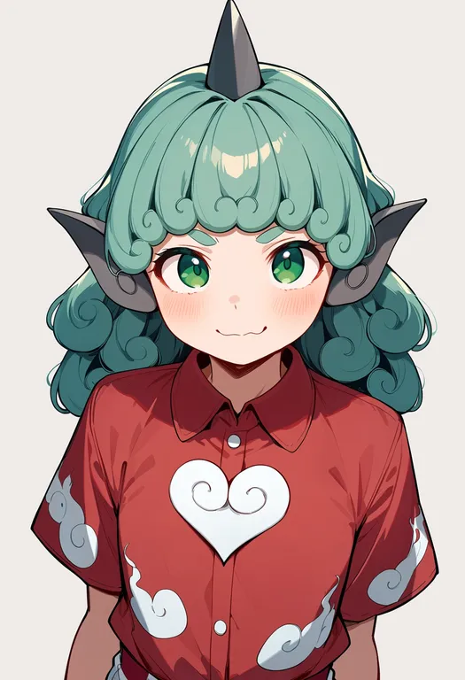 masterpiece, best quality, score_7, safe, komano aunn, solo, upper body, simple background — by k3scat, made with ComfyUI