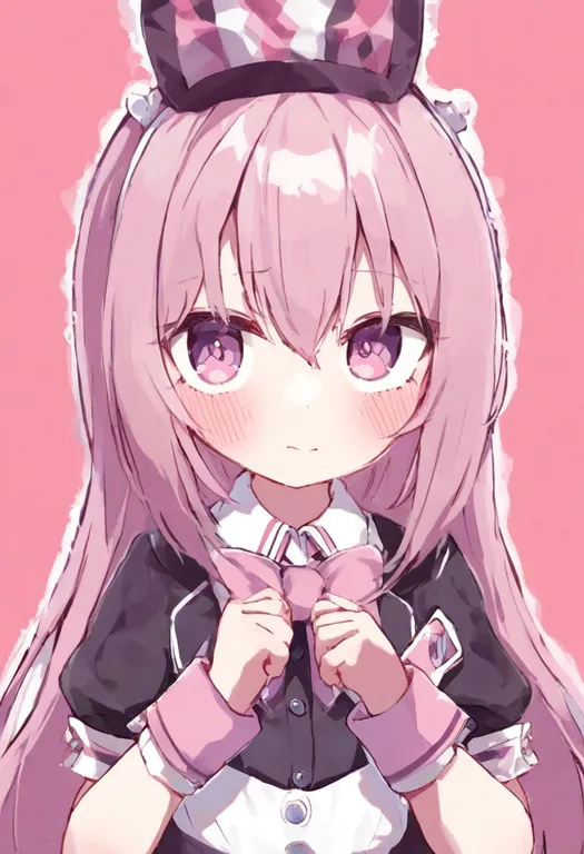 masterpiece, best quality, general, pink wrist cuffs, 1girl, solo, simple background — by k3scat, made with ComfyUI