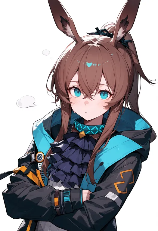 masterpiece, best quality, score_7, safe, amiya (guard) (arknights), arknights, solo, upper body, simple background — by k3scat, made with ComfyUI