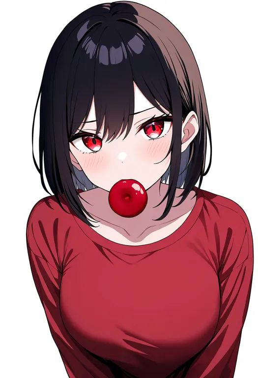 masterpiece, best quality, newest, absurdres, highres, safe, food_in_mouth, 1girl, solo, simple_background — by k3scat, made with ComfyUI