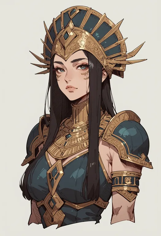 masterpiece, best quality, score_7, safe, nike (mythology), mythology, solo, upper body, simple background — by k3scat, made with ComfyUI
