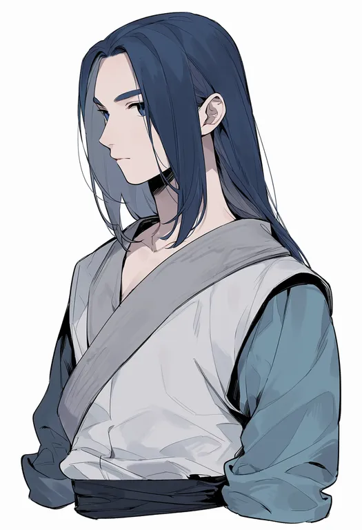 masterpiece, best quality, score_7, safe, wuxian (the legend of luoxiaohei), solo, upper body, simple background — by k3scat, made with ComfyUI
