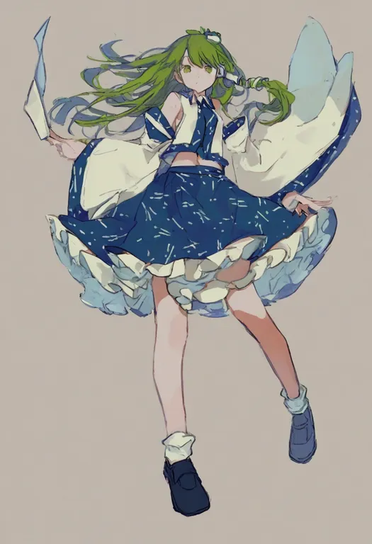 masterpiece, best quality, general, frog hair ornament, 1girl, solo, simple background — by k3scat, made with ComfyUI