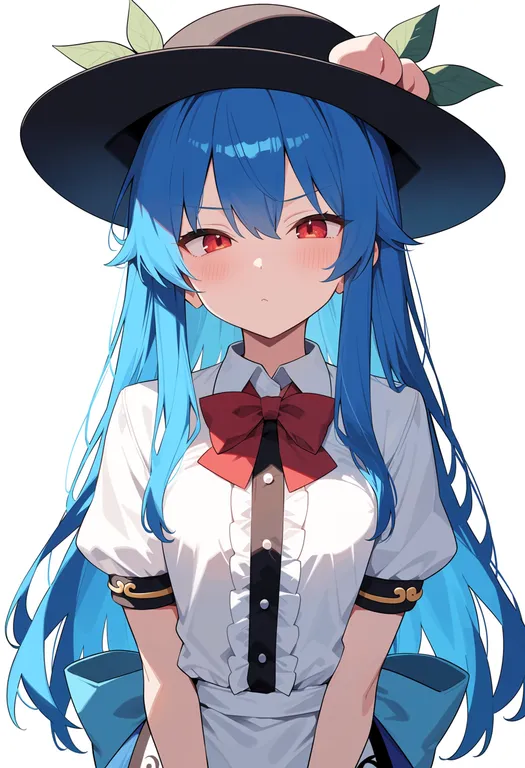 masterpiece, best quality, score_7, safe, hinanawi tenshi, touhou, solo, upper body, simple background — by k3scat, made with ComfyUI
