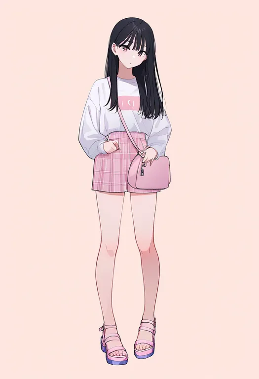 masterpiece, best quality, newest, absurdres, highres, safe, pink_sandals, 1girl, solo, simple_background — by k3scat, made with ComfyUI