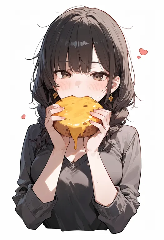 masterpiece, best quality, score_7, safe, cheese, 1girl, solo, upper body, simple background — by k3scat, made with ComfyUI