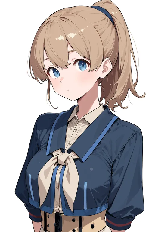 masterpiece, best quality, score_7, safe, intrepid (kancolle), solo, upper body, simple background — by k3scat, made with ComfyUI