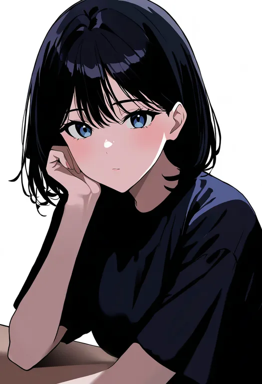 masterpiece, best quality, newest, absurdres, highres, safe, elbow_rest, 1girl, solo, simple_background — by k3scat, made with ComfyUI