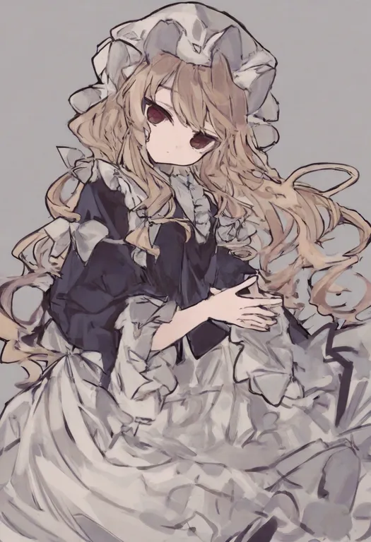 masterpiece, best quality, general, frilled sleeves, 1girl, solo, upper body, simple background — by k3scat, made with ComfyUI