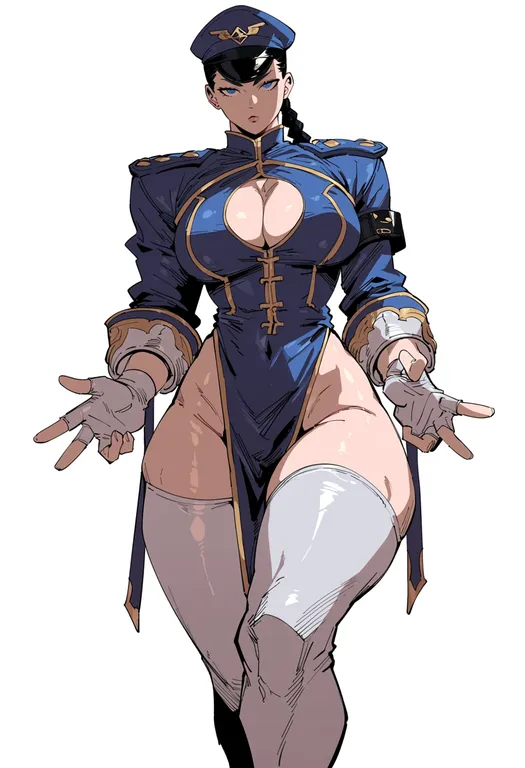 masterpiece, best quality, score_7, safe, street fighter, solo, simple background — by k3scat, made with ComfyUI
