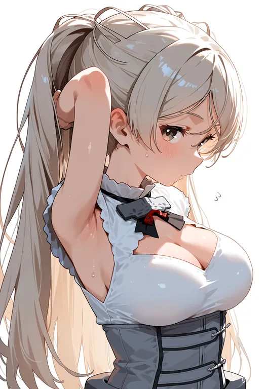 masterpiece, best quality, score_7, safe, conte di cavour (kancolle), solo, upper body, simple background — by k3scat, made with ComfyUI