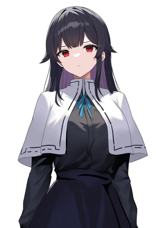 masterpiece, best quality, newest, absurdres, highres, safe, ribbon-trimmed_capelet, 1girl, solo, simple_background — by k3scat, made with ComfyUI