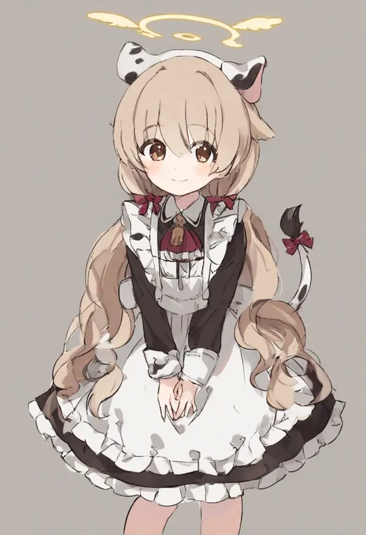 masterpiece, best quality, general, cow tail, 1girl, solo, simple background — by k3scat, made with ComfyUI