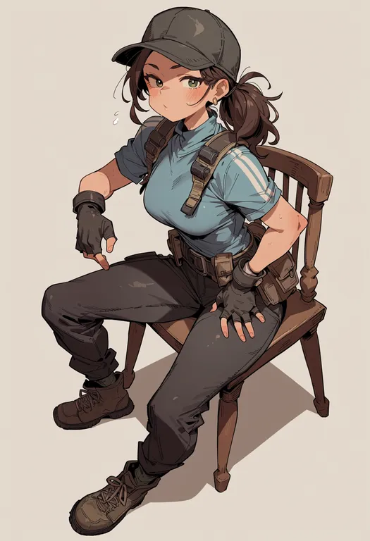 masterpiece, best quality, score_7, safe, capcom, solo, simple background — by k3scat, made with ComfyUI