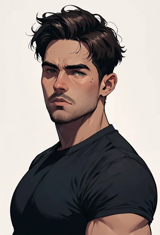 masterpiece, best quality, score_7, safe, tony stark, solo, upper body, simple background — by k3scat, made with ComfyUI
