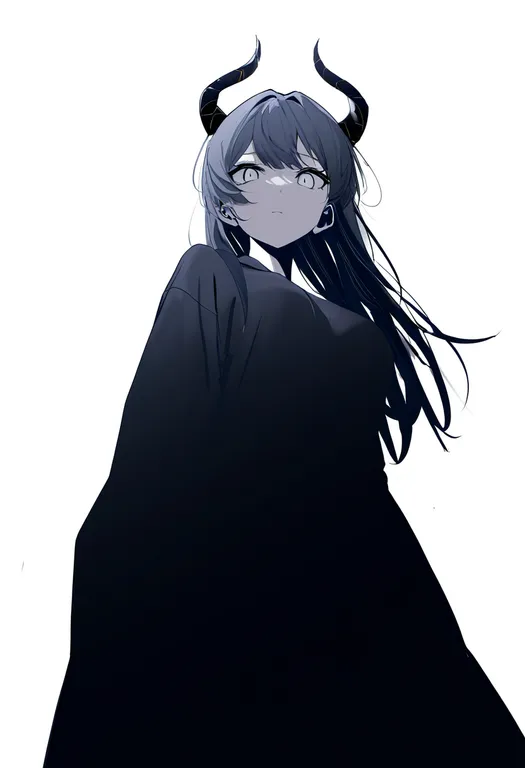 masterpiece, best quality, newest, absurdres, highres, safe, dragon_horns, 1girl, solo, simple_background — by k3scat, made with ComfyUI